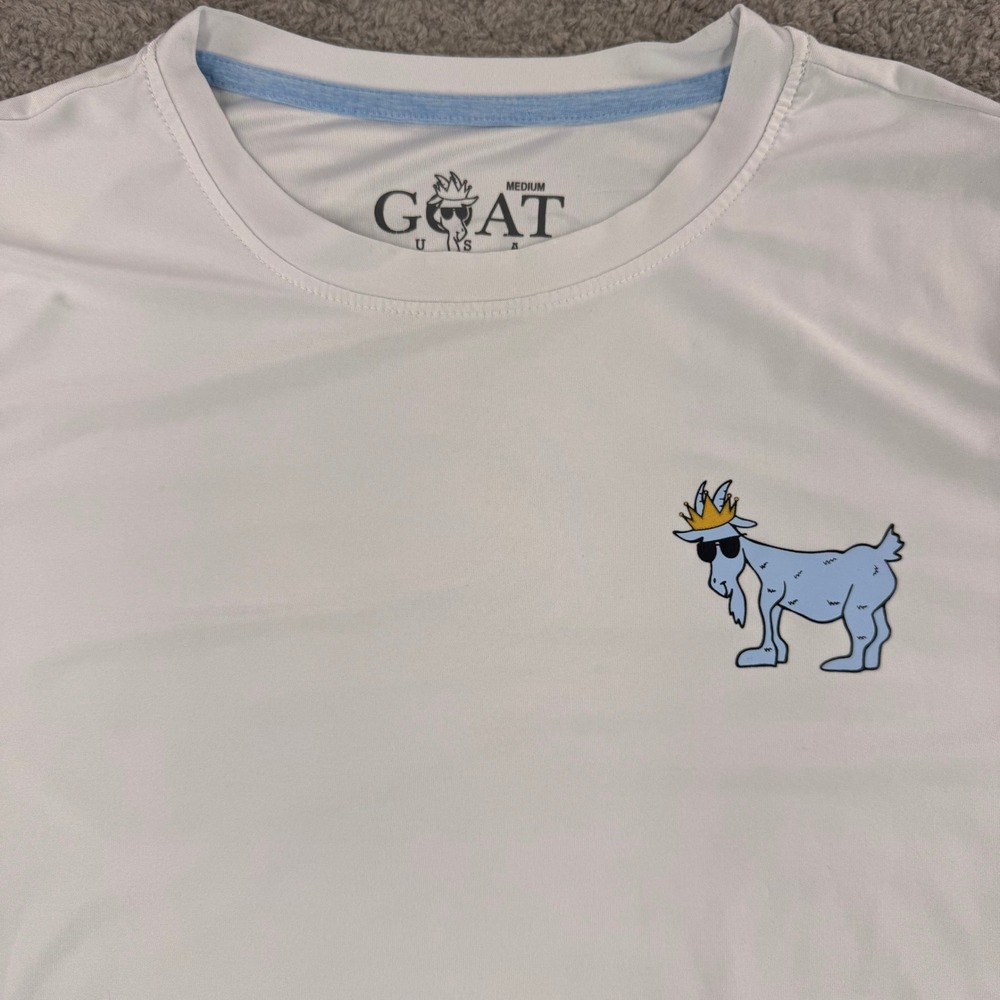 GOAT USA Mens Performance T-Shirt White Graphic Mascot Short Sleeve Medium